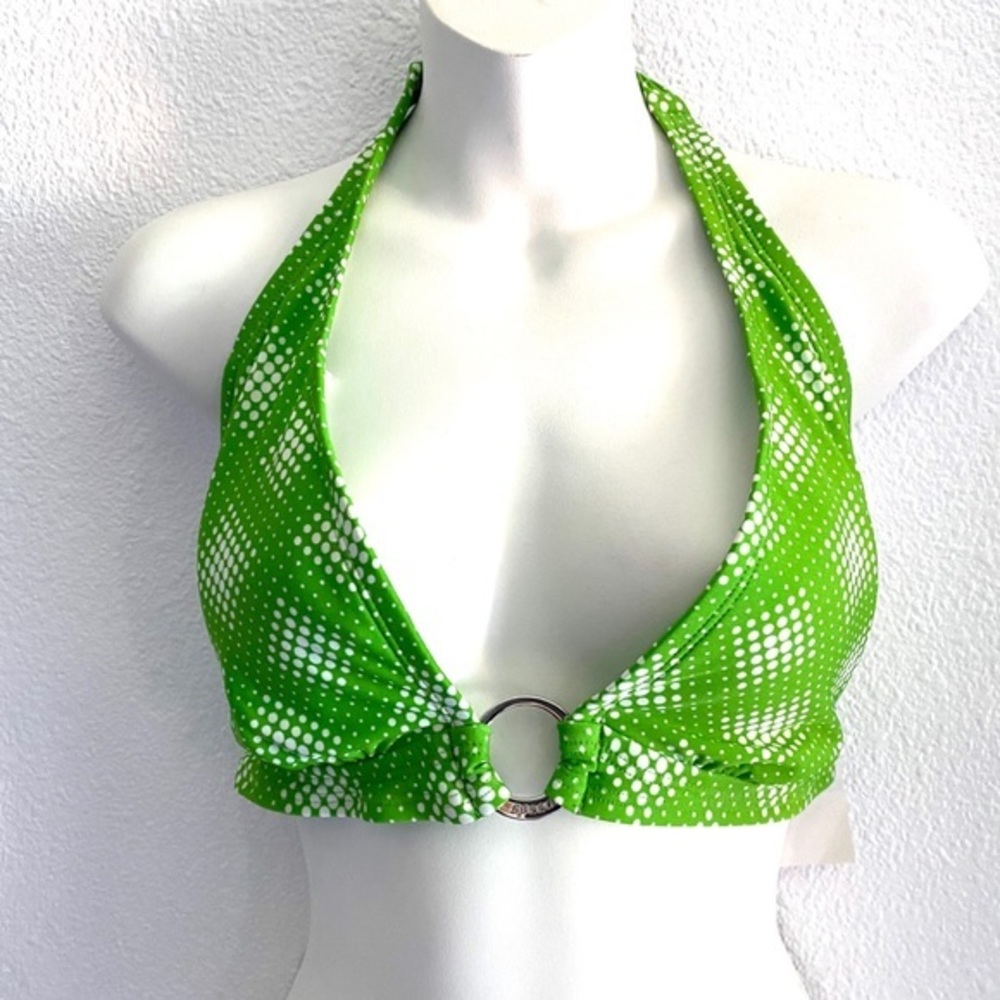 SPEEDO lime green polkadot bikini halter top-various